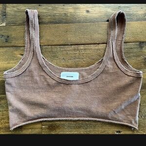 Joah Brown Sporty Crop in Toast Cotton - XS/S